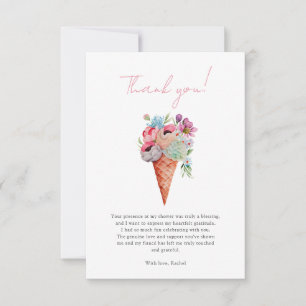 Carte De Remerciements Glace Crème Florale Aquarelle pour la Mariée