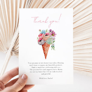 Carte De Remerciements Glace Crème Florale Aquarelle pour la Mariée