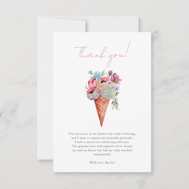 Carte De Remerciements Glace de mariage floral aquarelle Shower (Devant)