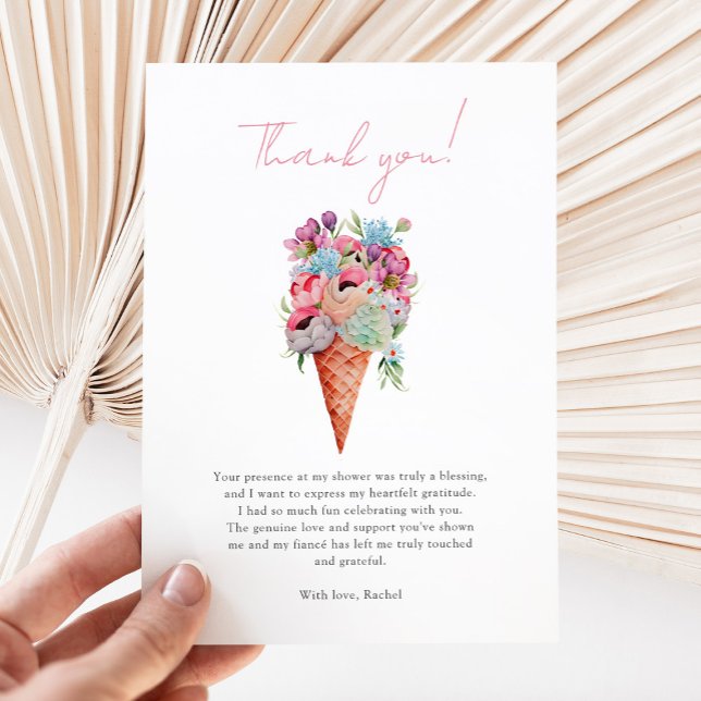 Carte De Remerciements Glace Florale Élégante Réception de Mariage (Créateur téléchargé)