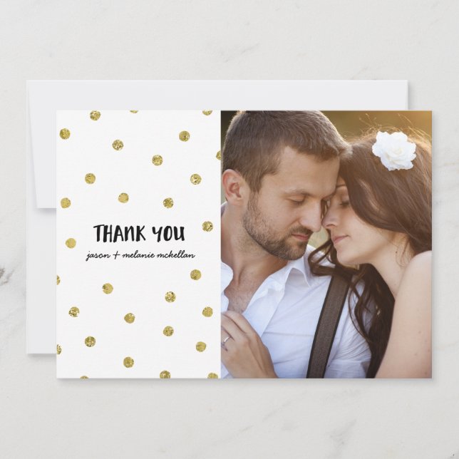 Carte De Remerciements Glam Confetti | Faux Foil Wedding Thank You (Devant)