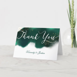 Carte De Remerciements Glam Emerald Green Parties scintillant or Mariage 