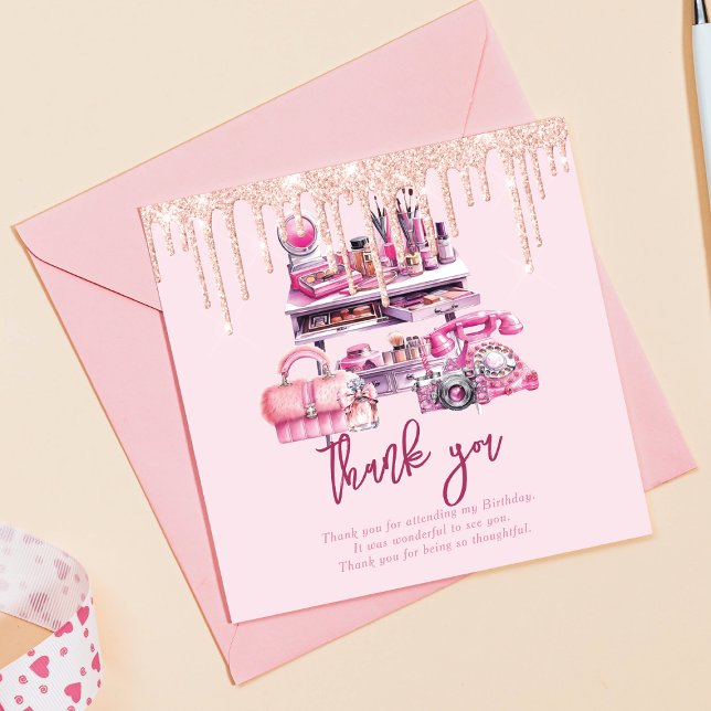 Carte De Remerciements Glam Makeup Girl Anniversaire (Créateur téléchargé)