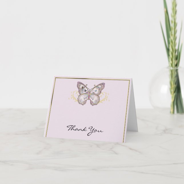 Carte De Remerciements Glitter Butterfly on Lavender Thank You (Devant)