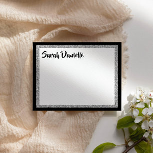 Carte De Remerciements Glitterie élégant Noir & Argent