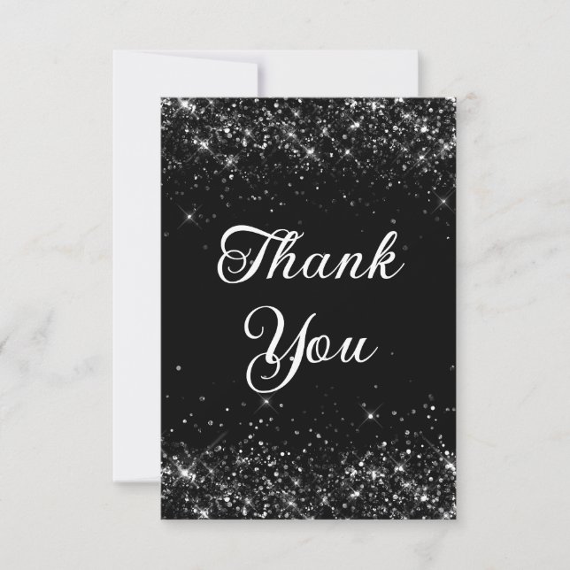 Carte De Remerciements Glittery Black 40e anniversaire (Devant)