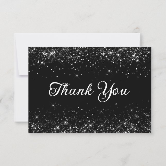 Carte De Remerciements Glittery Black 50e anniversaire (Devant)
