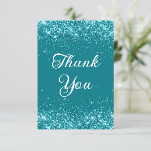 Carte De Remerciements Glittery Dark Turquoise 40e anniversaire