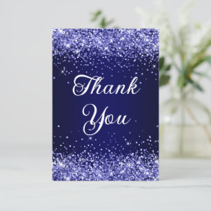 Carte De Remerciements Glittery Navy Blue Ombre 40e anniversaire