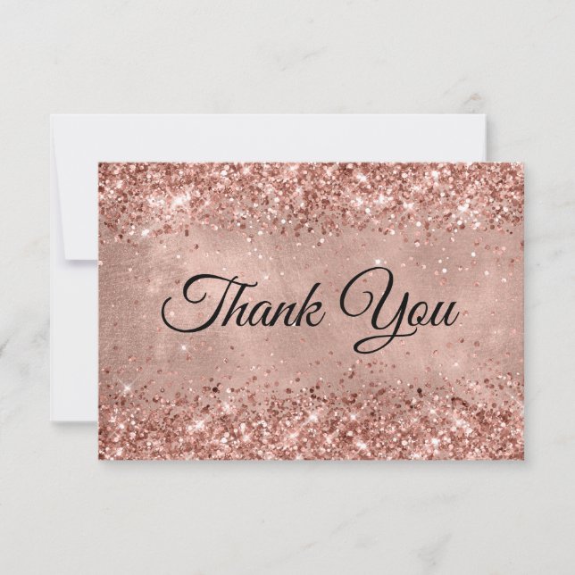 Carte De Remerciements Glittery Rose Gold 50th Birthday (Devant)