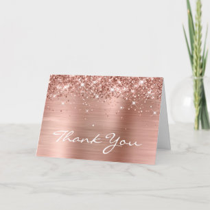 Carte De Remerciements Glittery Rose Gold Elegant 60e anniversaire