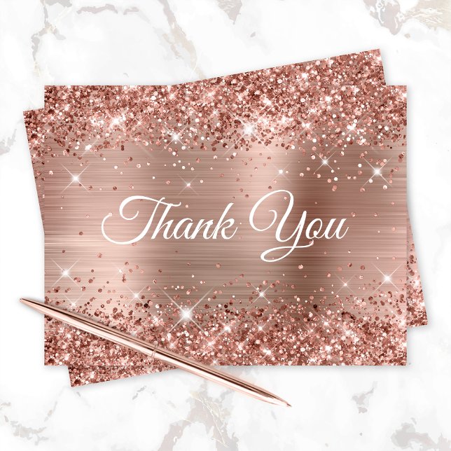 Carte De Remerciements Glittery Rose Gold Foil 40e anniversaire (Créateur téléchargé)