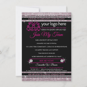 Carte De Remerciements Glitz diamant rose Bijoux Rejoignez Mon Équipe