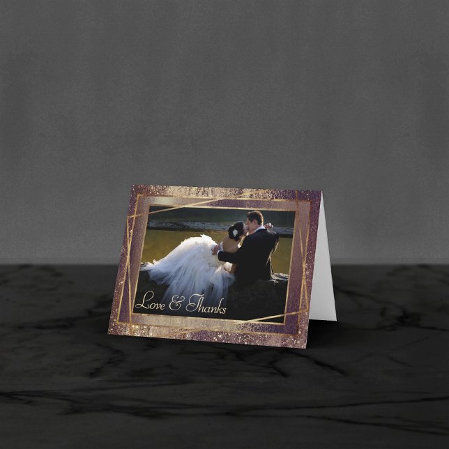 Carte De Remerciements Glitzy Foil | Golden Bronze Faux Glam en cuivre (Créateur téléchargé)