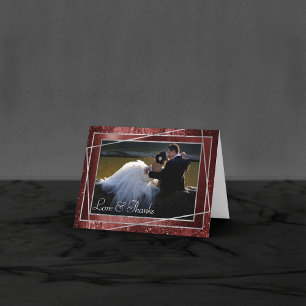 Carte De Remerciements Glitzy Foil   Henna Crimson Red Faux Parties scint