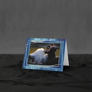 Carte De Remerciements Glitzy Foil   Ice Blue Faux Iridescente Shine Phot