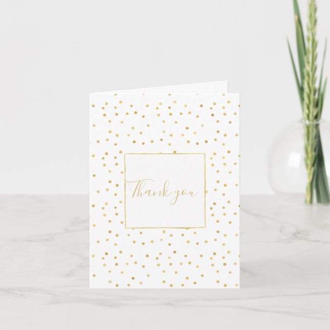 Carte De Remerciements Glitzy Gold Confetti (Devant)