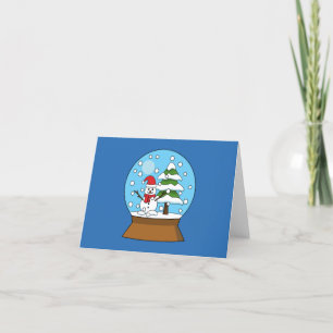 Carte De Remerciements Globe de neige avec Snowman et Pine Tree