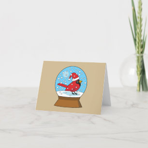 Carte De Remerciements Globe des neiges avec cardinal rouge mignon