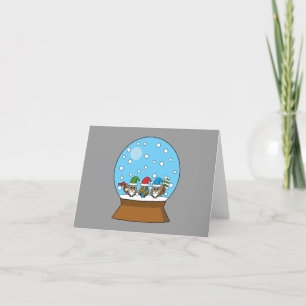 Carte De Remerciements Globe des neiges avec trois Chouettes Gnomes