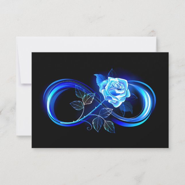Carte De Remerciements Glowing infinity with blue rose (Devant)