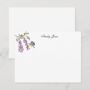 Carte De Remerciements Glycine pourpre aquarelle floral plat