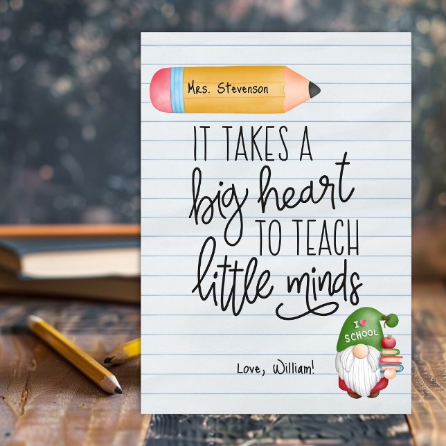 Carte De Remerciements Gnome de la reconnaissance des professeurs avec de (Créateur téléchargé)