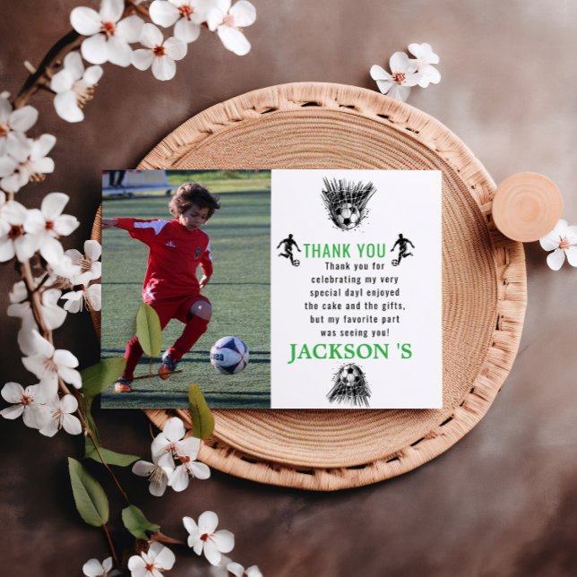 Carte De Remerciements Goal ! Fête d'anniversaire de football pour les 5  (Créateur téléchargé)