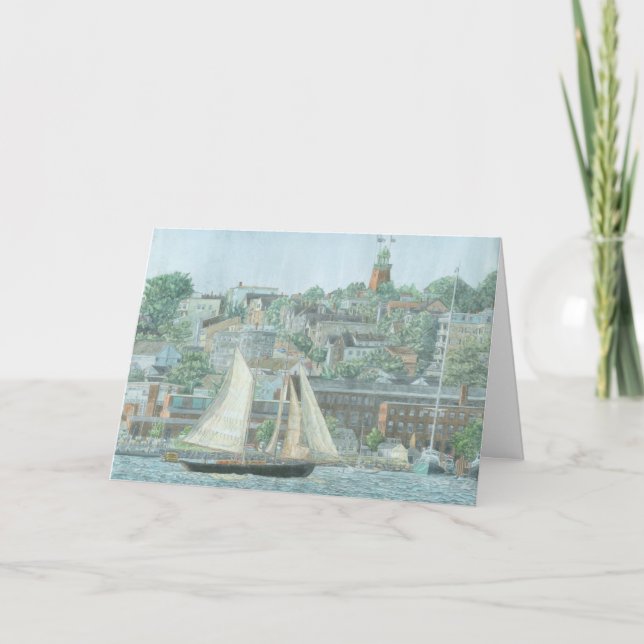 Carte De Remerciements Goélette dans la baie de Casco (Devant)