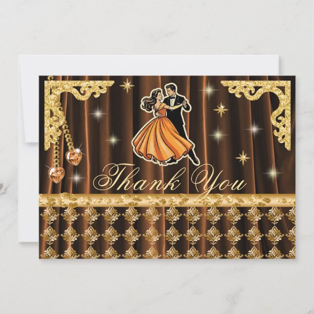 Carte De Remerciements Gold 80th Birthday Thank You with Dancers  (Devant)