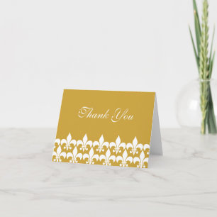Carte De Remerciements Gold and White Fleur de Lis Thank You