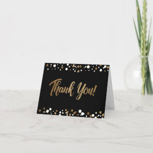 Carte De Remerciements Gold Black confetti personnalisable 40e anniversai