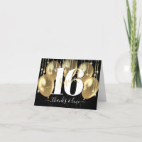 Gold Black Girly Luxury Sweet 16 Balloons d'annive