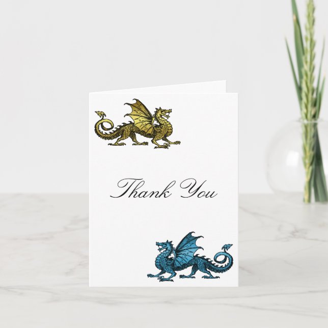 Carte de remerciements Gold Blue Dragon (Devant)