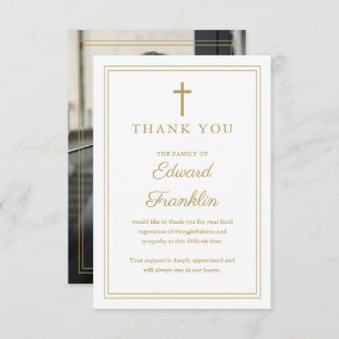 Carte De Remerciements Gold Christian Célébration De La Vie Funéraire Pho
