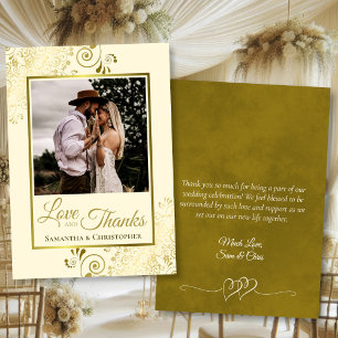 Carte De Remerciements Gold & Cream Love & Thanks Posh Mariage Photo Note