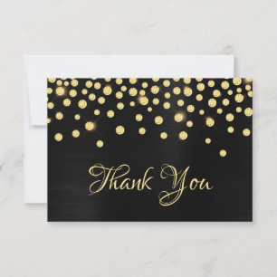 Carte De Remerciements Gold Diamant Confetti Black Satin Ombre Foil