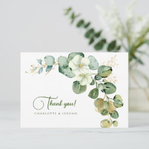 Carte De Remerciements Gold Eucalyptus Wreath Green Sea Glass