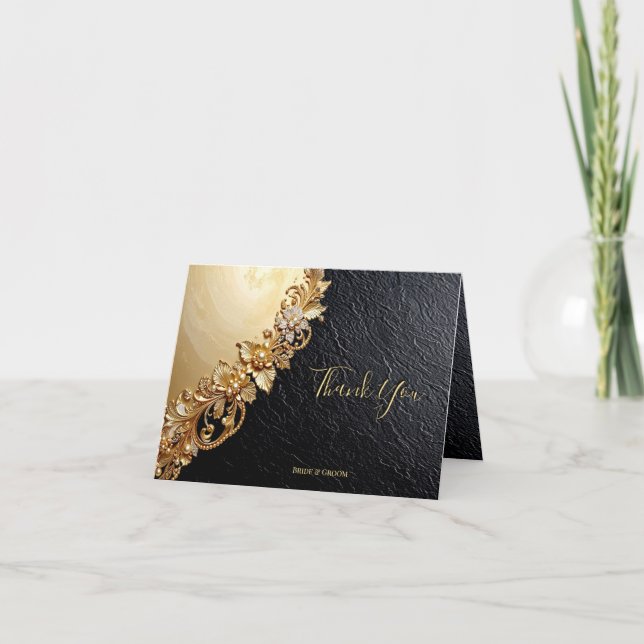 Carte De Remerciements Gold Floral Embellishments Thank You Card (Devant)