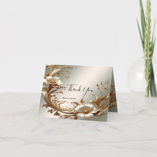 Carte De Remerciements Gold Floral Thank You Card (Devant)