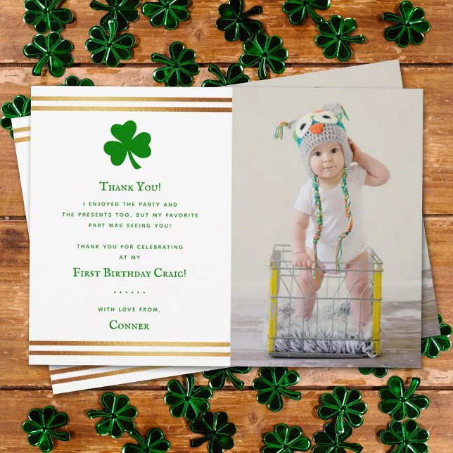 Carte De Remerciements Gold Foil St. Patrick's Day 1er anniversaire (Créateur téléchargé)