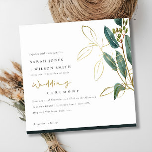CARTE DE REMERCIEMENTS GOLD FOIL VERT EUCALYPTUS FOLIAGE INVITER