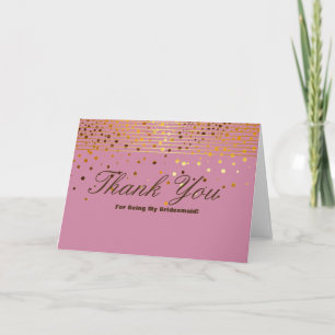 Carte De Remerciements Gold Glitter Stripes for Being My Bridesmaid Thank