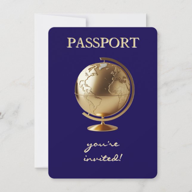 Carte De Remerciements Gold Globe Passport Travel Baby Shower (Devant)