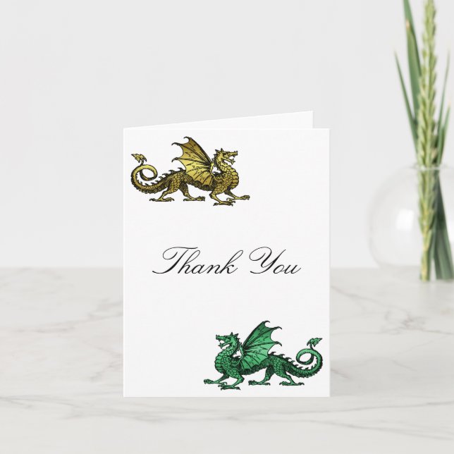 Carte de remerciements Gold Green Dragon (Devant)