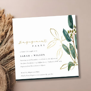 CARTE DE REMERCIEMENTS GOLD GREEN EUCALYPTUS FOLIAGE ENEGAGEMENT INVITATI