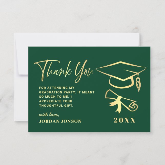 Carte De Remerciements Gold Green Modernisation (Devant)