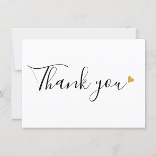 Carte De Remerciements Gold Hearts Élégant Script moderne