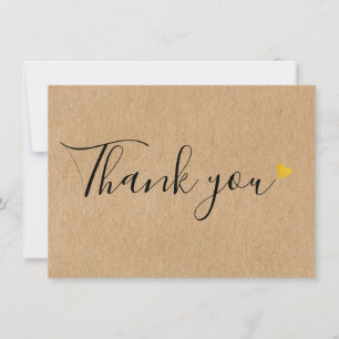 Carte De Remerciements Gold Hearts Élégant Script Rustique Kraft