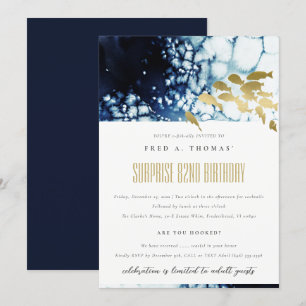 Carte De Remerciements Gold Navy Poissons sous-marins N'importe quel âge